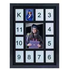 a black frame with pictures of graduates and numbers