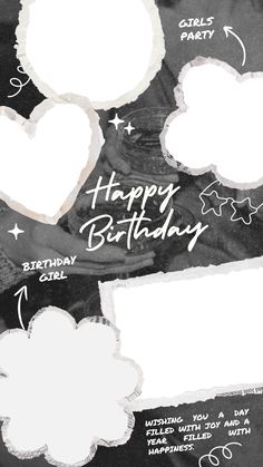 a black and white photo with the words happy birthday written on it