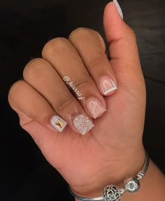 Short Duke Nails, Cute Short Nail Sets French Tip Square, Nurse Nails Acrylic, Short Bday Nails, Short Nails For Nurses, Dope Nail Designs Short Length, Bday Nails Ideas Short, Short Nails For Work, Pink Bling Acrylic Nails