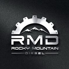 the logo for rocky mountain diesel, which is designed to look like a gear wheel