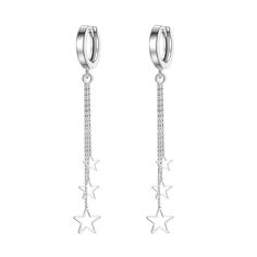 Fashion Element: null,null Style: Fashion OL Silver Earrings Long, Silver Tassel Earrings, Sweet Earrings, Silver Party, Smartwatch Women, Long Tassel Earrings, Star Chain, Three Star, Jewelry Beautiful