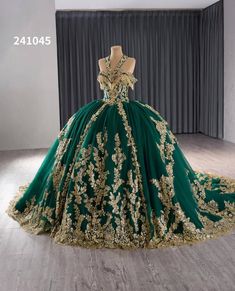 Gold Green Beaded Sequin Lace Wedding Gown Halter Neck Quinceanera Dre – Viniodress Green Dress Quinceanera, Indian Muslim Wedding, Elegant Wedding Dress Ballgown, Wedding Gown Halter, Green Ball Gown, Baju Kahwin, Quinceanera Dresses Gold, Muslim Wedding Dresses, Pakistani Wedding Dress