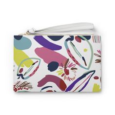 Designed with a loop handle to quickly free your hands, this custom clutch bag is made for the fashionista on the go. It can hold everyday essentials such as a phone, wallet, and keys. It features a zip fastening and a fully lined internal pocket. It is made of vegan leather in the Saffiano pattern finish that was invented by Prada. .: Vegan leather.: Saffiano pattern finish.: Small pocket inside.: Black lining One size Width, in 9.45 Height, in 6.57 Handle length, in 6.69 Width, in 0.20 Modern Clutch With Zipper For Daily Use, Modern Clutch With Zipper Closure For Daily Use, Trendy On-the-go Wristlet Clutch, Modern Clutch With Cell Phone Pocket For Daily Use, Modern White Pouch For Everyday Use, Modern White Everyday Pouch, Modern Clutch With Cell Phone Pocket, Modern Clutch Cosmetic Bag For Everyday Use, Modern Clutch With Zipper Pouch For On-the-go