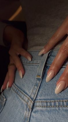 Almond Nails American Manicure, January Nails One Color, Acrylic Nail Natural Look, Milky Nails Ombre, Minimalist Neutral Nails, Tone On Tone French Nails, Winter Nails Nude Color, Nude Engagement Nails, Allyiahsface Nails