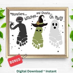 three witches and ghostes with the text, digital printable instant