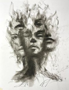 abstract art (three heads) drawing made with charcoal on cardboard 40 x 29.5 cm original drawing Heads Drawing, Charcoal Drawing Ideas, Art Charcoals, Art Charcoal, Charcoal Drawings, Charcoal Art, Charcoal Drawing, Original Drawing, Character Inspo