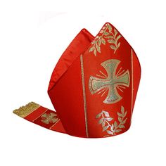 All Mitres are made specifically to head circumference Decorated of high quality orphrey Fabric: plain Available in all liturgical colors. Bishop Mitre, Liturgical Colours, Red Gothic, Kinds Of Hats, Dec 26, Oct 1, Head Circumference, Hat Making, Advent