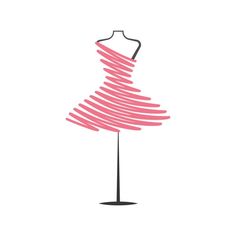 a dress on a mannequin with pink lines drawn across the top and bottom