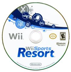 the wii sports resort disc is shown in this image, it's on display