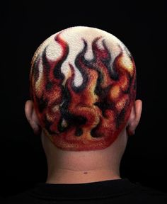 Tattoo Flames, Shave Head, Hair Tattoo, Curly Hair Photos, Men's Haircuts, Dye Colors, Hair Tattoos, Magical Jewelry, Shaved Head