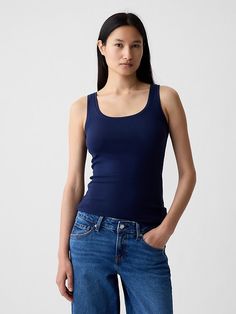 Saw this on Gap: Diy Walk In Closet, Modern Tank, Woman Vest, Running Tank Tops, Ribbed Tank Top, Gap Women, Blue Tank Top, Ribbed Tank Tops, Women T Shirts