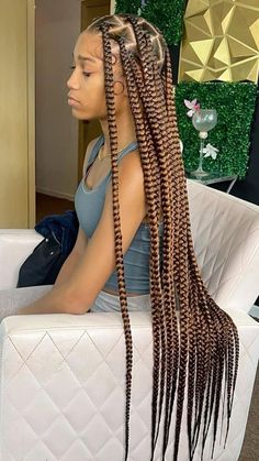 Braids Jumbo, Jumbo Box Braids, Colored Braids, Long Box Braids, Cute Box Braids Hairstyles