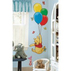 winnie the pooh wall decal with balloons