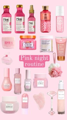 #pink#nightroutine#showerroutine Pink Skincare Routine, Pink Skin Care, Pink Skincare, Bath And Body Work, Perfect Skin Care Routine, Hygiene Routine