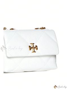 Bird in Bag - Tory Burch White Messenger Bag for Women White Messenger Bag, Casual Tote Bag, White Details, Casual Tote, Vintage Holiday, Bird In Bag, Zipper Detail, Square Bag, Bag For Women