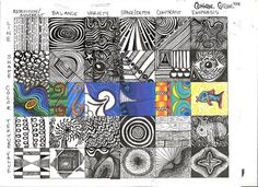 a drawing with many different designs on it