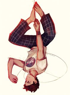 a drawing of a man doing a handstand