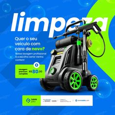 an advertisement for the impera electric lawn mower, which is available in spanish and english