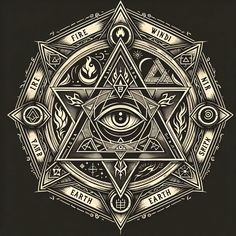 an all seeing triangle with the words free will be evil written in gold on it