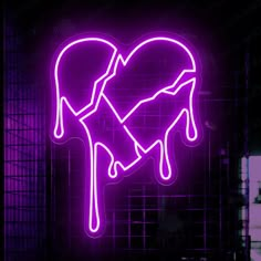 Broken Heart Neon Sign Love Led Neon Light Heart purple Heart Neon Sign, Pink Led Lights, Black And Purple Wallpaper, Heart Neon, Autumn Leaves Background, Custom Neon Lights, Tattoo Signs, Wooden Wedding Signs, Wedding Wall Decorations