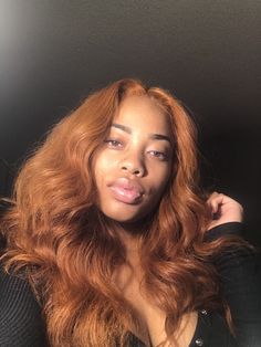 Cooper Hair Black Women, Copper On Black Women, Copper Black Women, Dark Brown Copper Hair Color, Copper Hair Aesthetic, Copper Hair Curly, Copper Brown Hair Black Women, Ginger Hair On Tan Skin, Orange Copper Hair Color