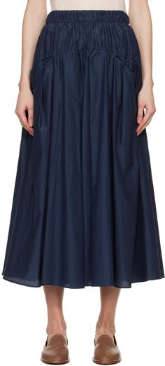 Cotton- and silk-blend poplin skirt. Gathering throughout. · Elasticized waistband · Two-pocket styling · Concealed zip closure at back Supplier color: Ultramarine Poplin Skirt, By Max, Max Mara, Apparel Accessories, Womens Bottoms, Midi Skirt, Top Brands, Luxury Fashion, Silk