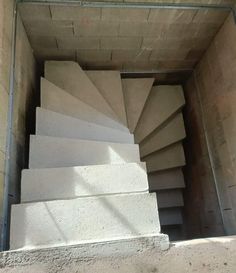 the stairs are made of concrete blocks