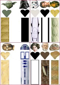 star wars themed paper collages are shown here