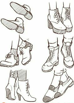 the legs and feet of different people with shoes on them, all drawn in one line