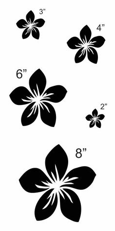 the flower stencil is shown in black and white, with numbers on each side