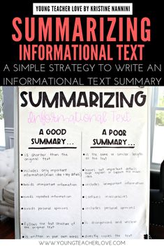 a poster with the words summarizing information text on it