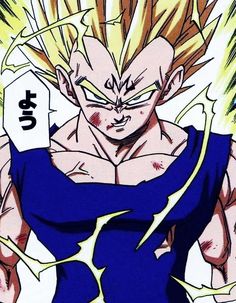 a drawing of gohan from the dragon ball game with his hands in front of him