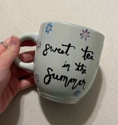 „sweet tea in the summer“ - pottery painting mug inspired by seven by Taylor Swift (folklore) - lyrics Taylor Swift Pottery, Seven By Taylor Swift, Pottery Painting Mug, Taylor Swift Seven, Summer Pottery, Folklore Lyrics, Taylor Swift Folklore, Pottery Cups