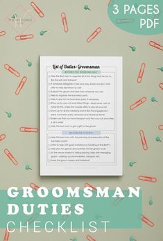 the 3 pages of groomsman duties checklist