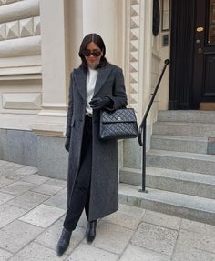 Herringbone Coat Outfit, Herringbone Coat, Autumn Fits, February 10, Look Older, Grey Coat, Coat Outfits, Photoshoot Outfits, Fall Winter Outfits