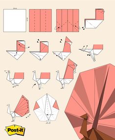 an origami bird is shown with instructions to make it