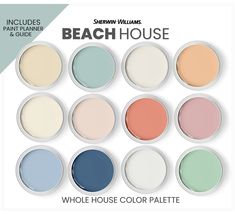 the beach house color palette includes six different shades and five different colors to choose from