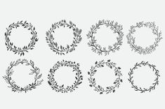 a set of hand drawn wreaths