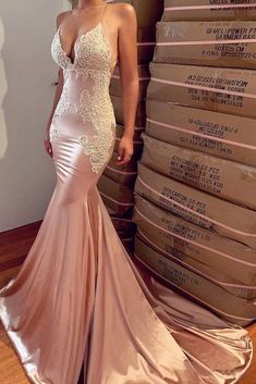 Backless Prom Dress, Mermaid Pink, Formal Ball Gown, Backless Evening Dress, Spaghetti Strap Prom Dress, Sweet Lady, Backless Prom Dresses, فستان سهرة, Quinceanera Dresses