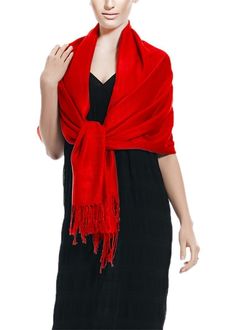 Features: Best versatile accessory that can be worn as a scarf, wrap or shawl. Extremely soft, silky, and elegant. Available in a variety of beautiful colors from classic black or red to bright and colorful orange to match any look. Perfect for traveling, casual or formal occasion - wherever you want to look special Each shawl is hand-made, hand-knotted and hand-dyed by Azo Chemical free dyes Material Content: 100% Viscose. Product Care: Dry Clean Only. Dimensions: 75" x 27" Fringes: 3" Details: Bridesmaid Pashmina, Bridesmaid Wrap, Bridesmaid Shawl, Red Shawl, Evening Shawls, Pashmina Wrap, Bridal Shawl, Red Peach, Wedding Shawl