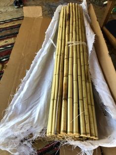 the bamboo sticks are ready to be wrapped in plastic