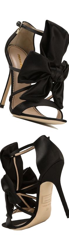 DSQUARED2 bow detail sandals LOOKandLOVEwithLOLO: Step it up with A Statement-Making Sandal or Pump! Shoes With Bows, Fab Shoes, Carrie Bradshaw, Black High Heels