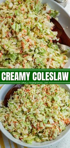 Homemade coleslaw is the best! It's the perfect side dish for BBQs. Not only is it an easy summer salad, but it also tastes just as good as KFC coleslaw. Put this creamy coleslaw recipe on your 4th of July BBQ party ideas! Creamy Cole Slaw, Creamy Coleslaw Recipe, Bbq Party Ideas, Summer Potluck Recipes, Easy Summer Salad, Small Town Woman, 4th Of July Bbq, Homemade Coleslaw, Creamy Coleslaw