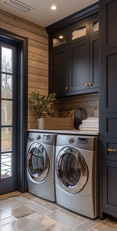 a washer and dryer in a kitchen