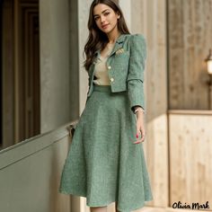 Olivia Mark - Stylish Waist-Tied Mini Skirt Set with Petite Jacket Coat And Skirt, Women Office Outfits, Solid Skirt, Middle Age Fashion, Skirt Suits, Skirts Midi High Waisted, Women Office, Blazer And Shorts, Short Jacket