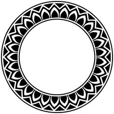 a black and white circular frame with an intricate design in the shape of a flower