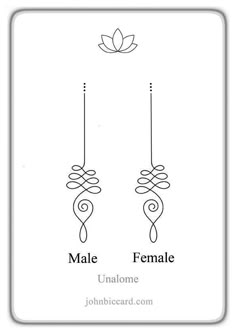 the female and male symbols are shown in this card, which is used to describe each other