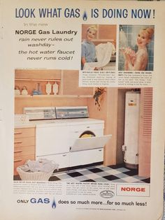 an old advertisement for norge gas laundry