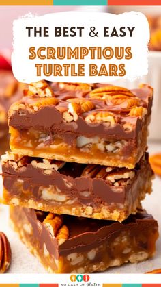 the best and easy scrumptious turtle bars are made with only 3 ingredients