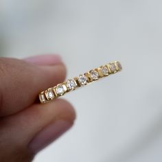 This simple and dainty ring featuring cubic zirconia stones makes for the perfect stacking ring! It looks great on its own or stacked with other rings. It will easily become your new favorite!  - - - D E T A I L S - - - * Made of 925 Sterling Silver * THICK plating of 14k Gold or Rhodium * Available in Sizes 4-12 * Made of highest quality cubic zirconia * VERY HIGH QUALITY * Nickel-free & Hypoallergenic - will NOT turn fingers green! * 2mm Stones Ring Sizer Tool  https://samijewels.etsy.com/listing/1240904225 🎁 Comes in a gift-box, ready for gift giving!  ✈️ Ships same day for fast delivery!  ♡ Made with 100% Pure Love!  🥰 Happy to answer any questions you may have!  🤗 Let's Connect!  IG: samijewels_ Celestial Jewelry, Stacked Jewelry, Moissanite Wedding Bands, Initial Jewelry, Rose Gold Metal, Ring Sizer, Statement Bracelet, Timeless Jewelry, Sapphire Jewelry